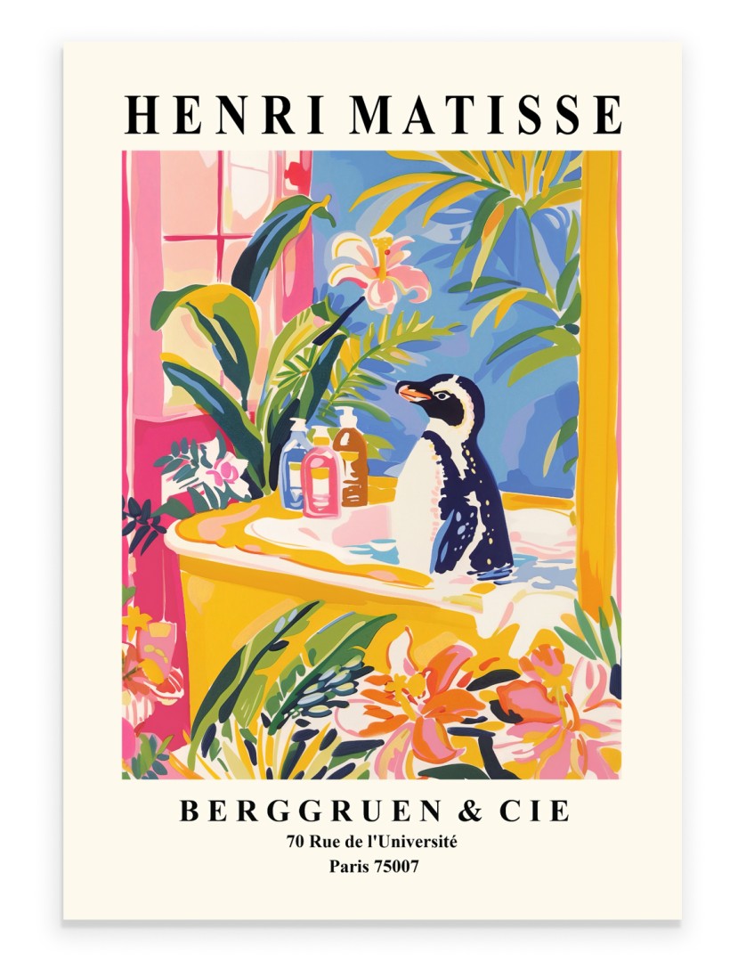 Pinguin in der Badewanne – Matisse Kunstdruck