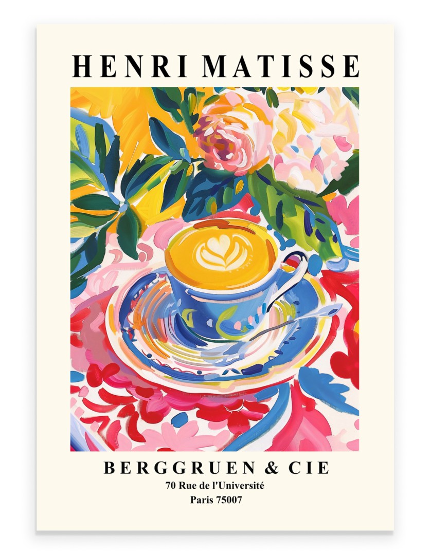 Henri Matisse inspired coffee cup art print with colorful florals