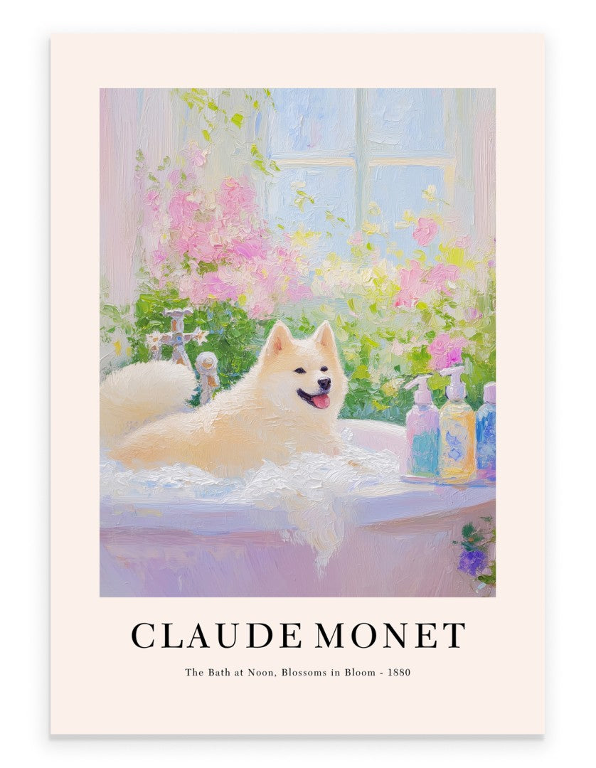 Akita dog art print in Monet inspired impressionist style