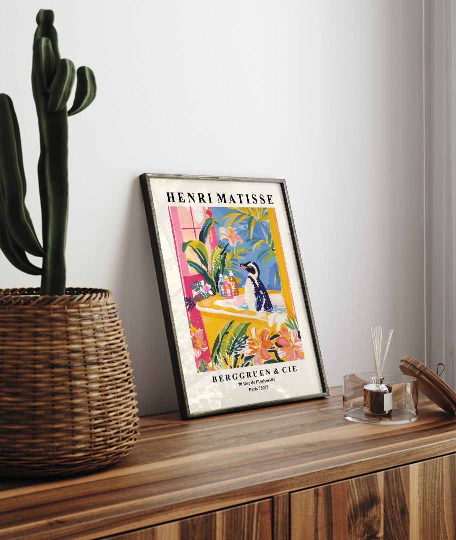 Pinguin in der Badewanne – Matisse Kunstdruck