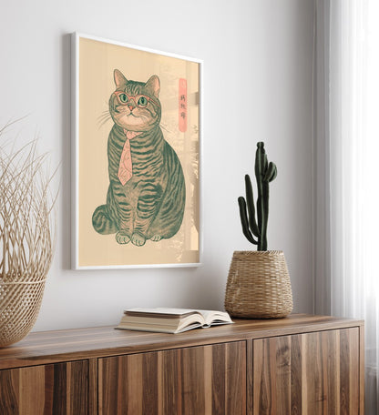 Funny business cat illustration in vintage style