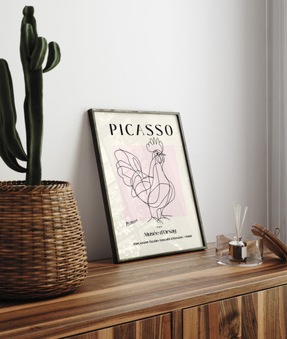 Modern Picasso rooster art print framed wall decor