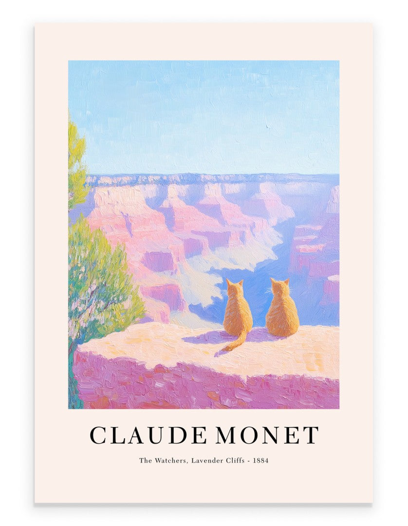 Monet inspired cats at Grand Canyon art print in impressionist style