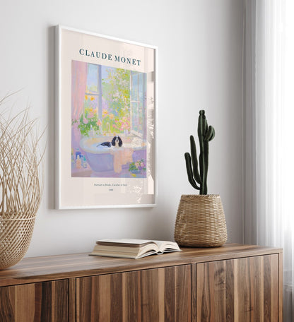 Impressionist Cavalier King Charles Spaniel framed bathroom print in Monet style