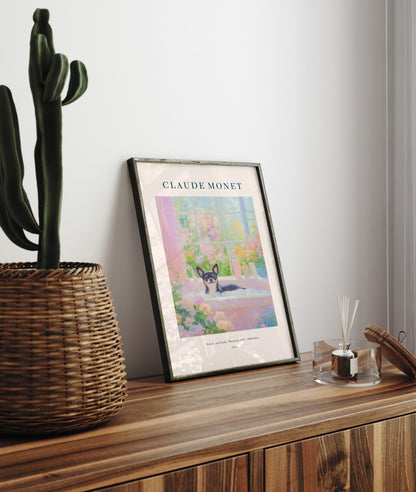 Chihuahua dog in bathtub Monet inspired bathroom art print